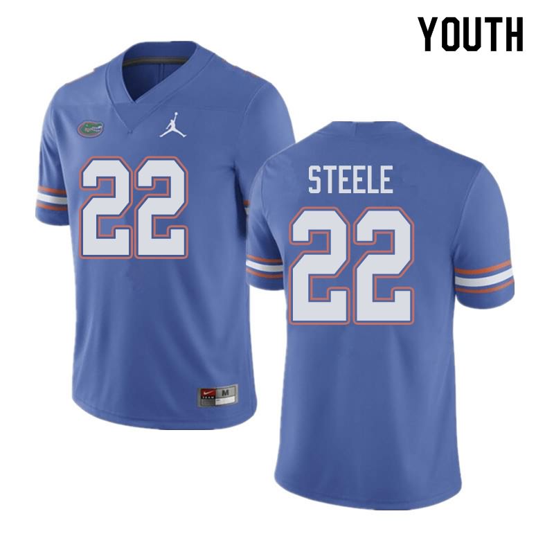 NCAA Florida Gators Chris Steele Youth #22 Jordan Brand Blue Stitched Authentic College Football Jersey MCI6364MS